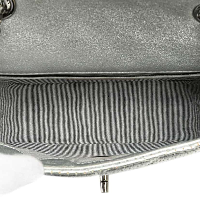 Chanel Mini Perforated Lambskin Punch Flap Silver Leather Very good condition - Model View