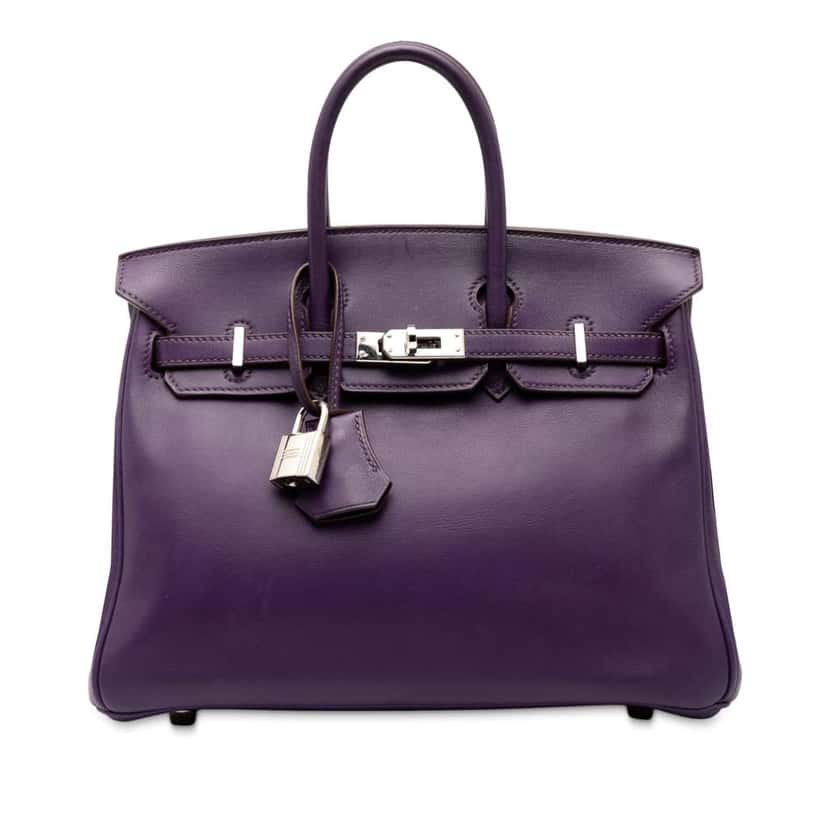 Hermès Swift Birkin Retourne 25 Purple Leather Good condition - Front View