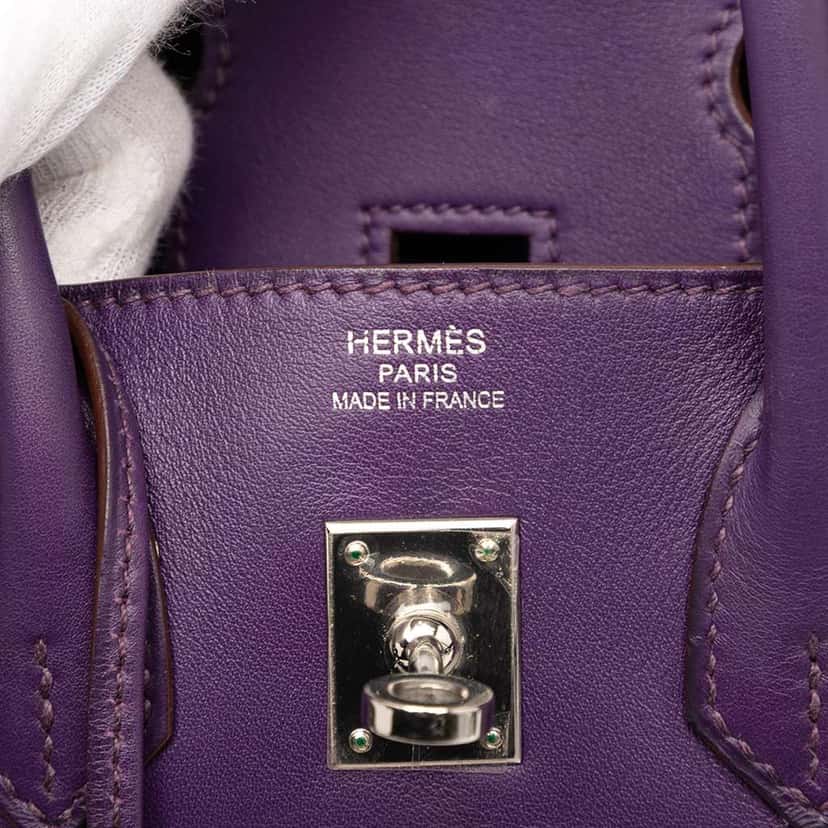 Hermès Swift Birkin Retourne 25 Purple Leather Good condition - Box View