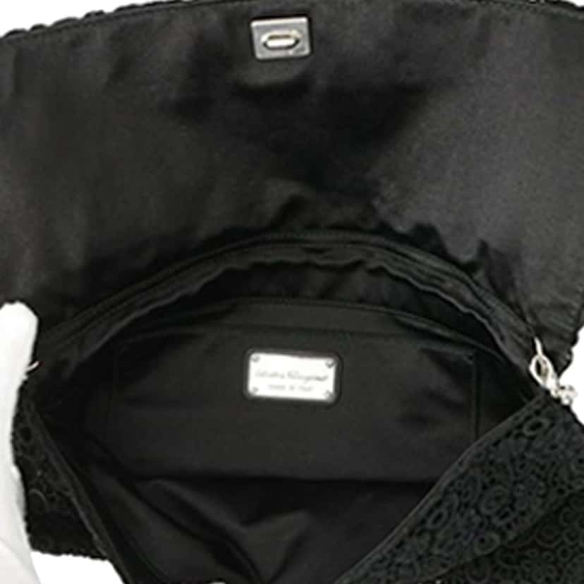 Salvatore Ferragamo Lace Vara Flap Crossbody Black Good condition - Model View