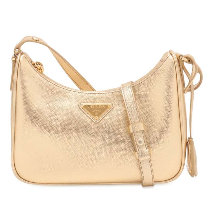 Prada Mini Metallic Saffiano Lux Re Edition Bag Gold Leather Good condition - Front View