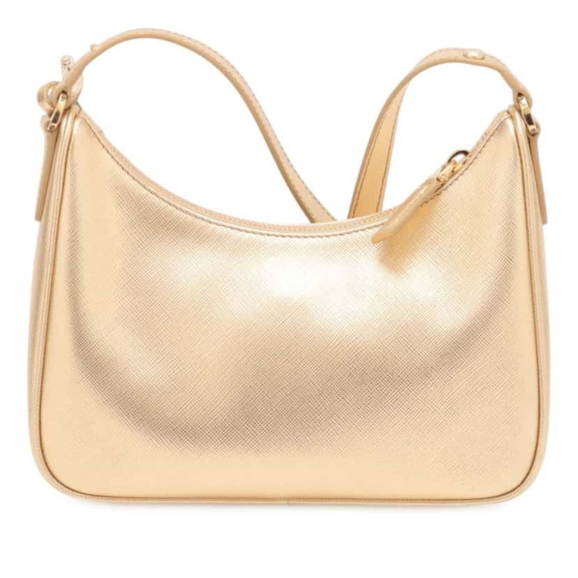 Prada Mini Metallic Saffiano Lux Re Edition Bag Gold Leather Good condition - Back View