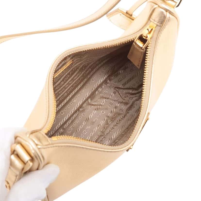Prada Mini Metallic Saffiano Lux Re Edition Bag Gold Leather Good condition - Inside View