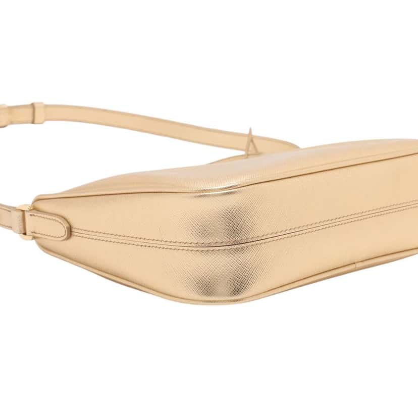 Prada Mini Metallic Saffiano Lux Re Edition Bag Gold Leather Good condition - Box View
