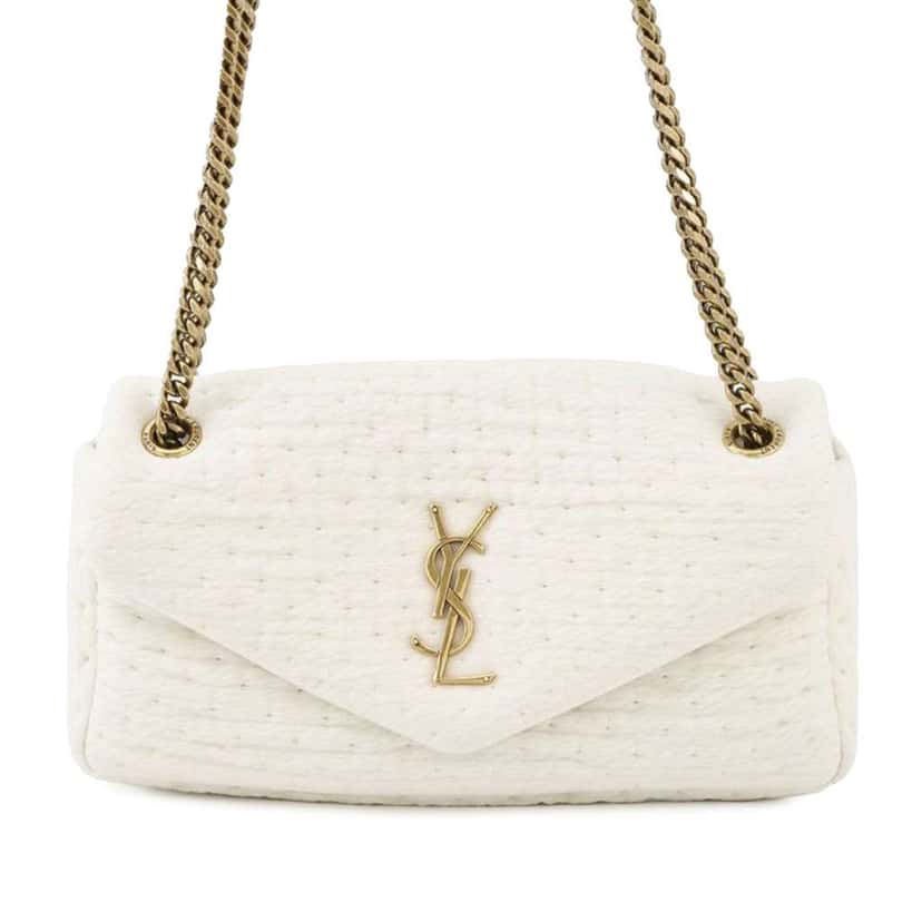 Saint Laurent Small Wool Calypso Shoulder Bag White Wool Good condition - Front View