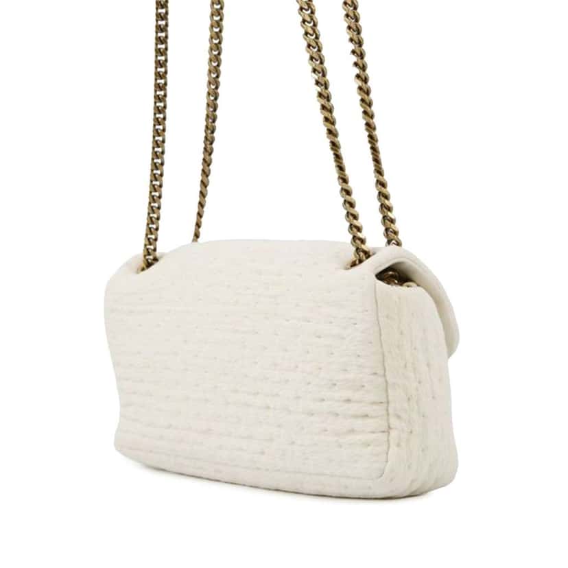Saint Laurent Small Wool Calypso Shoulder Bag White Wool Good condition - Back View