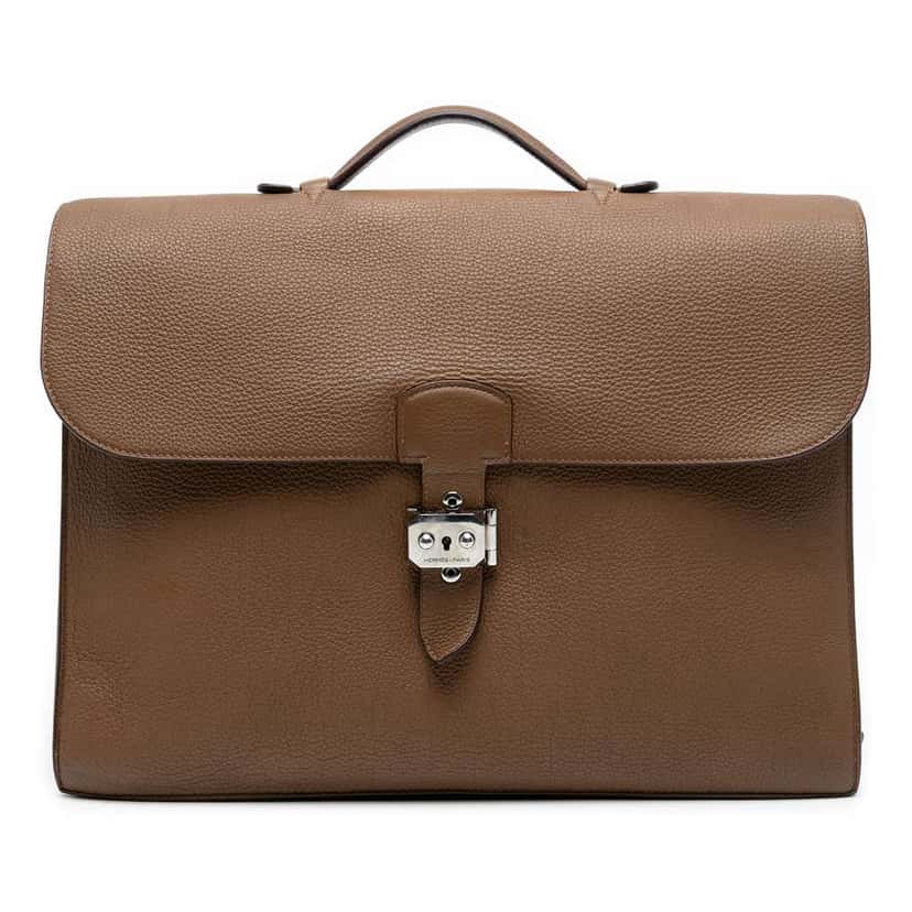 Hermès Togo Sac A Depeches 38 Brown Leather Good condition - Front View