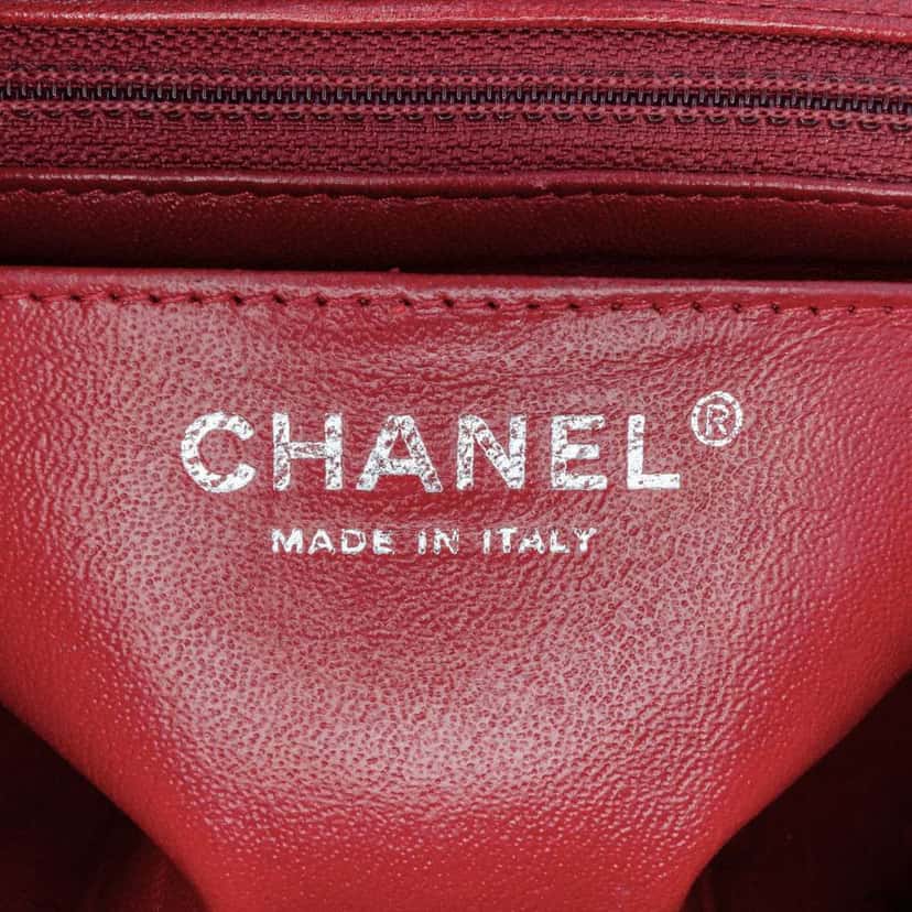 Chanel Mini Square Classic Lambskin Single Flap Red Leather Good condition - Box View