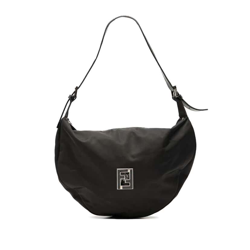 Fendi Nylon FF Shoulder Bag Black Good condition - Front View
