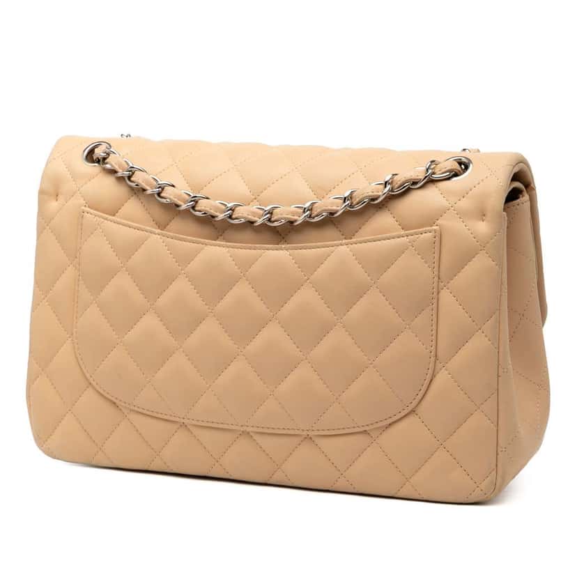 Chanel Jumbo Classic Lambskin Double Flap Brown Leather Very good condition - Back View