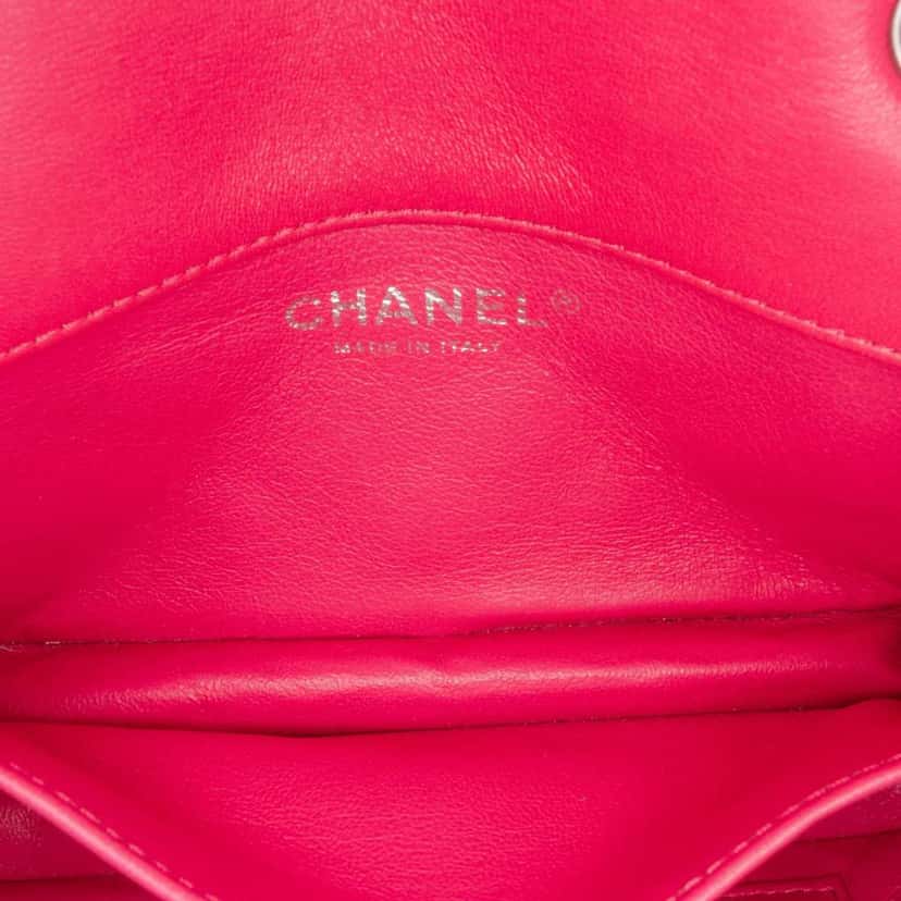 Chanel Extra Mini Rectangular Classic Lambskin Single Flap Pink Leather Good condition - Box View