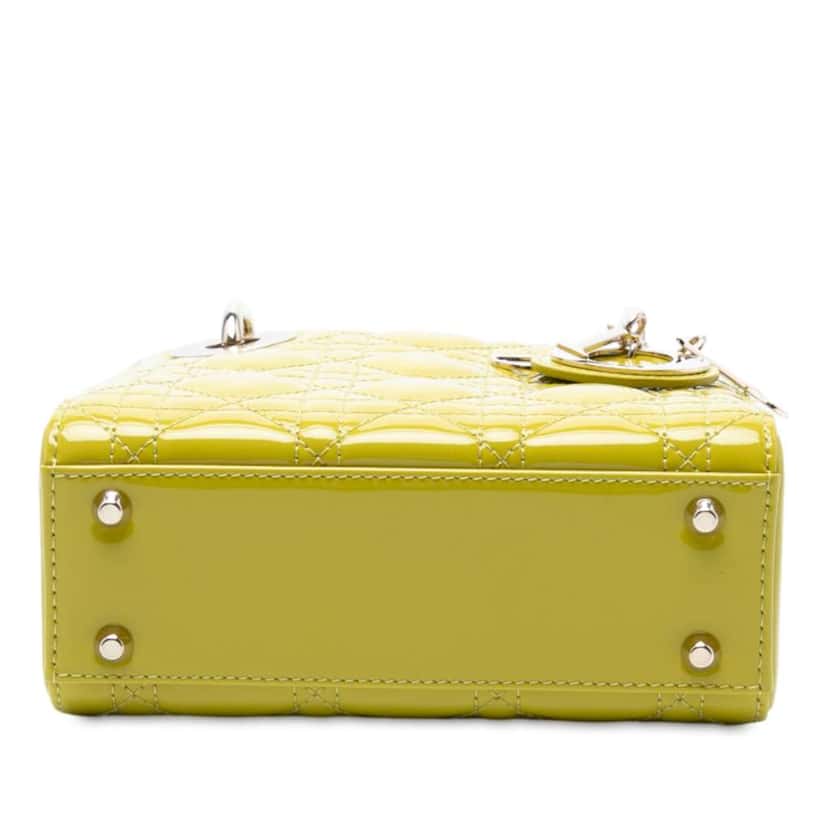 Dior Mini Patent Cannage Lady Dior Yellow Leather Good condition - Inside View