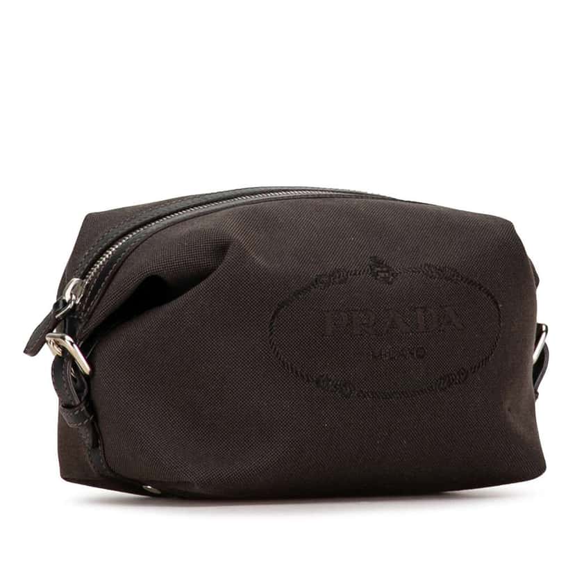 Prada Canapa Logo Canvas Pouch Brown Canvas Good condition - Back View