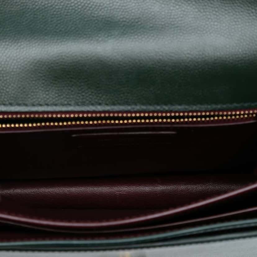 Saint Laurent Grain De Poudre Monogram Cassandra Clasp Bag Green Leather Good condition - Model View