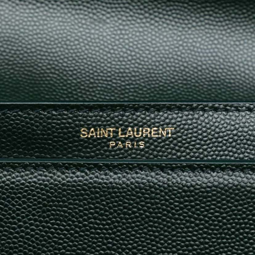 Saint Laurent Grain De Poudre Monogram Cassandra Clasp Bag Green Leather Good condition - Box View