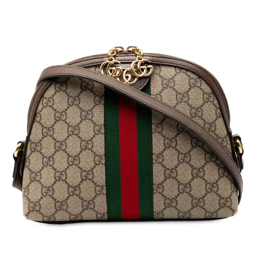 Gucci Small GG Supreme Ophidia Dome Crossbody Brown Canvas Good condition - Front View