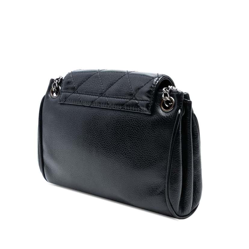 Chanel Mini Quilted Caviar Accordion Flap Black Leather Very good condition - Back View