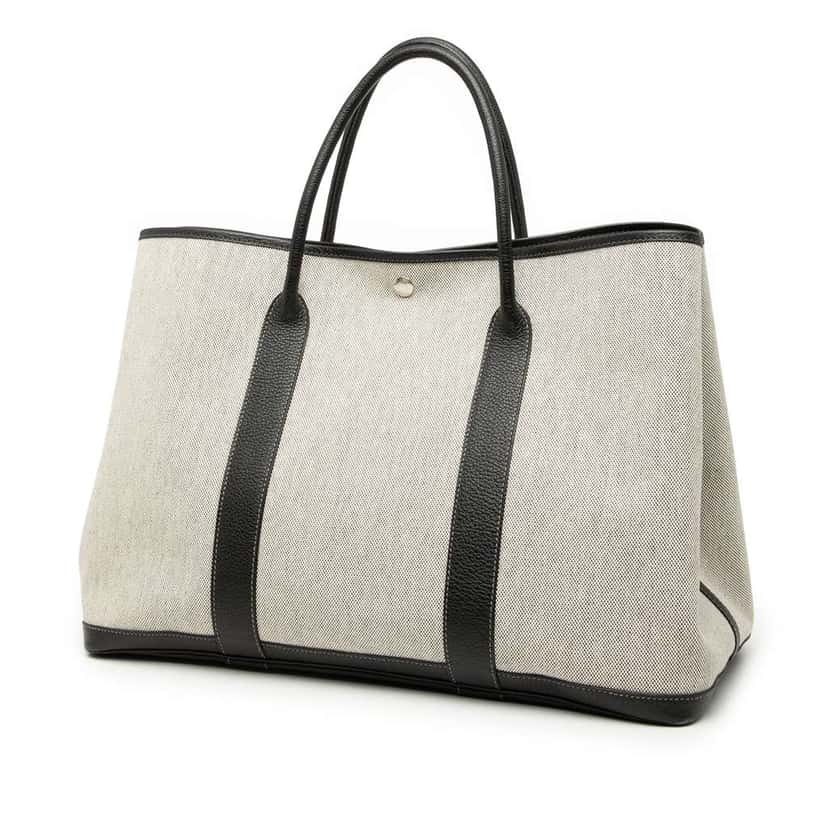 Hermès Toile and Negonda Garden Party 49 Grey Canvas Good condition - Back View