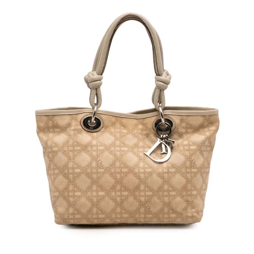 Dior Canvas Cannage Print Cherie Tote Brown Canvas Good condition - Front View