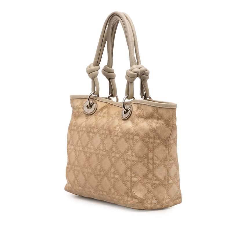 Dior Canvas Cannage Print Cherie Tote Brown Canvas Good condition - Back View