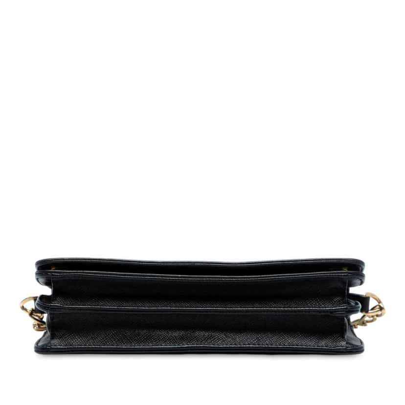 Prada Saffiano Wallet On Chain Black Leather Good condition - Inside View