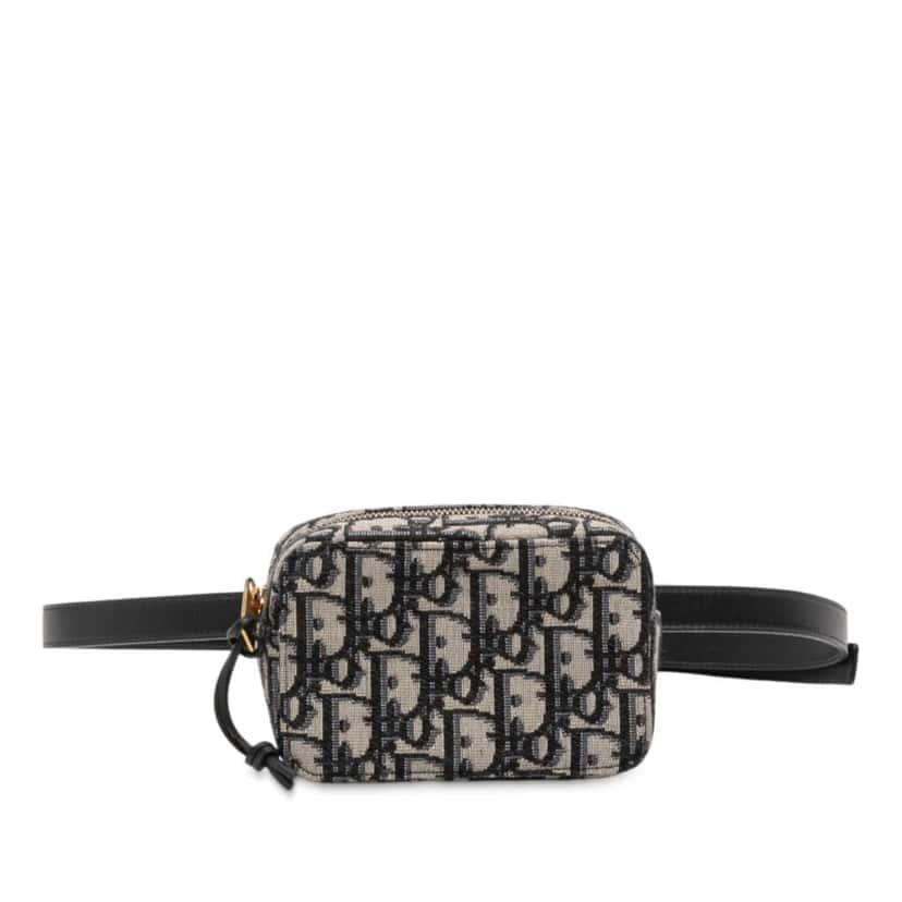 Dior Oblique Canvas Belt Pouch Blue Canvas Good condition - Front View