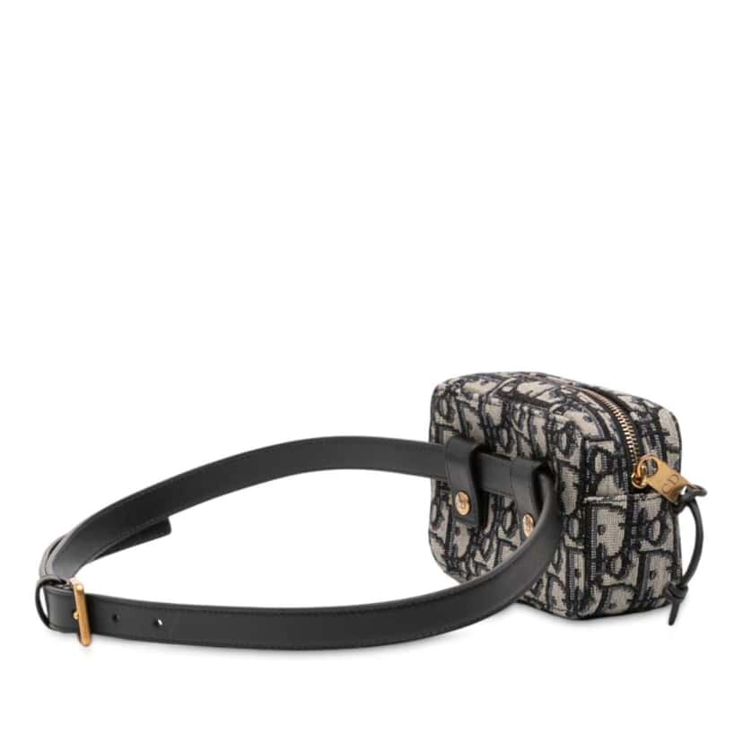 Dior Oblique Canvas Belt Pouch Blue Canvas Good condition - Back View