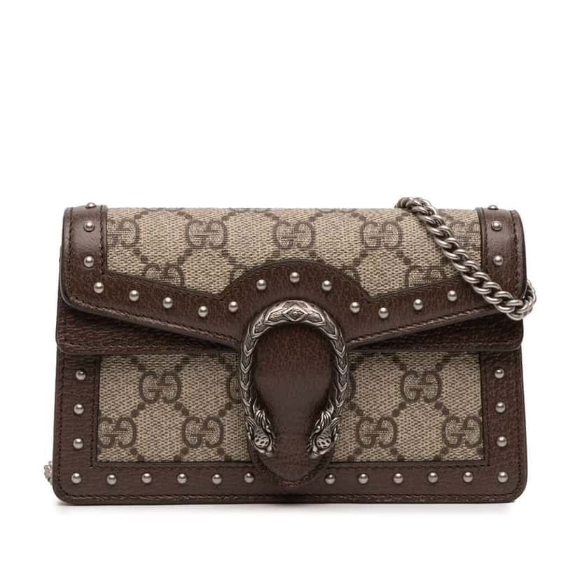 Gucci Mini GG Supreme Studs Dionysus Crossbody Brown Canvas Good condition - Front View