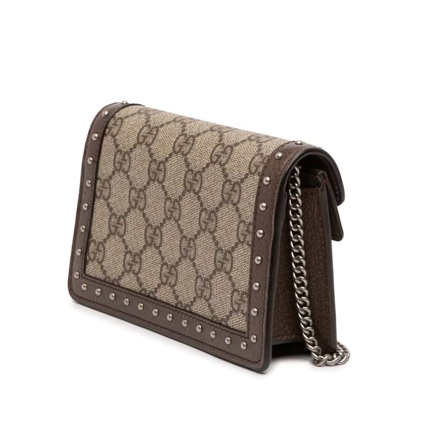 Gucci Mini GG Supreme Studs Dionysus Crossbody Brown Canvas Good condition - Back View