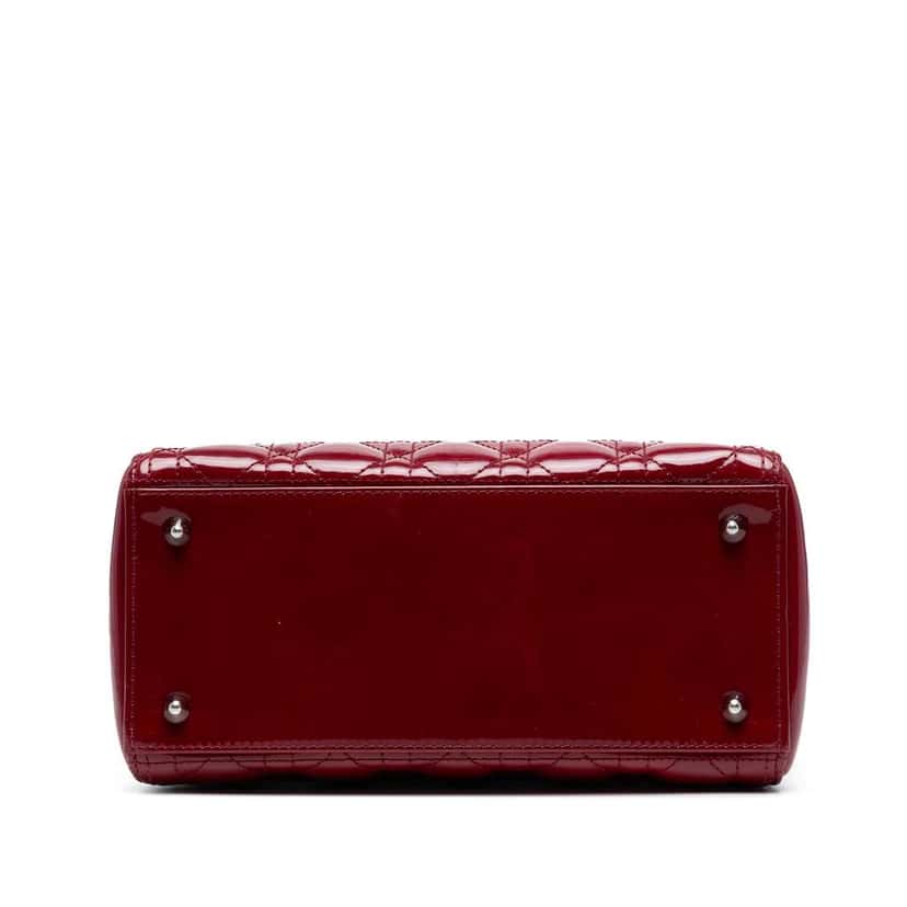 Dior Medium Patent Cannage Lady Dior Red Leather Good condition - Inside View