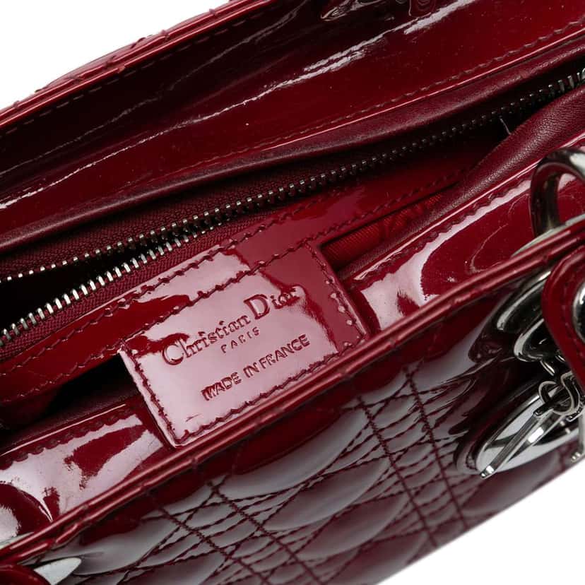 Dior Medium Patent Cannage Lady Dior Red Leather Good condition - Box View