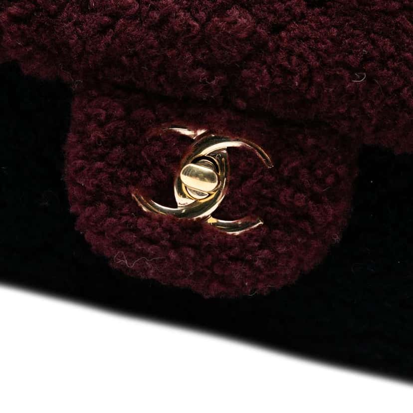 Chanel Medium Tricolor CC Quilted Shearling Single Flap Red Very good condition - Box View