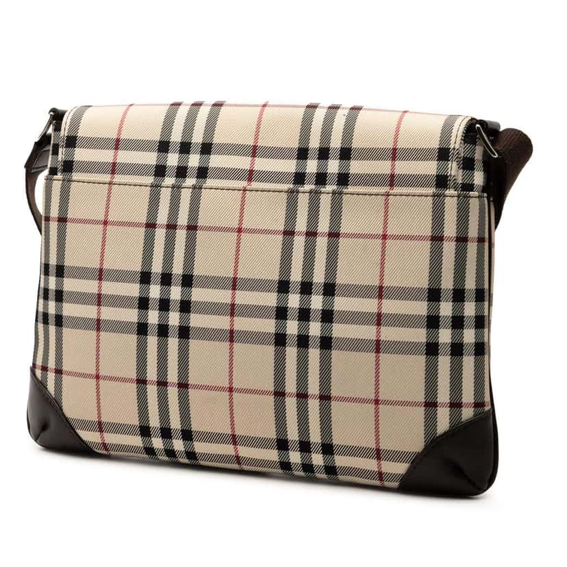 Burberry House Check Canvas Flap Crossbody Brown Canvas Good condition - Back View