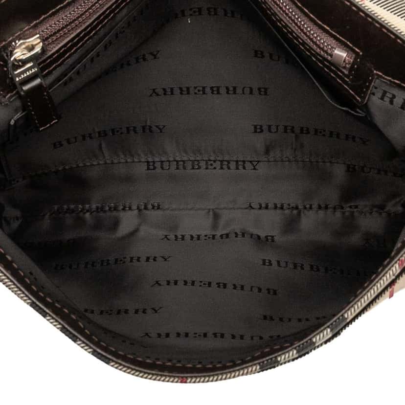 Burberry House Check Canvas Flap Crossbody Brown Canvas Good condition - Model View