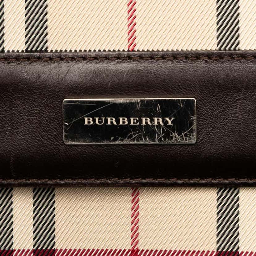 Burberry House Check Canvas Flap Crossbody Brown Canvas Good condition - Box View
