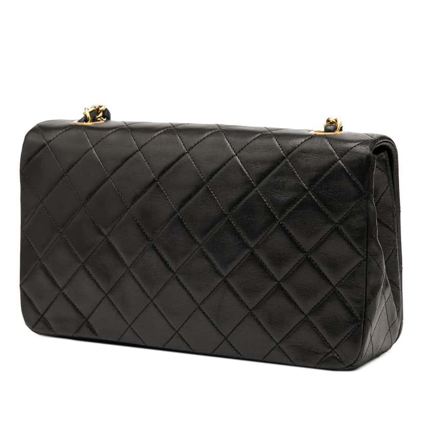 Chanel Medium Quilted Lambskin Full Flap Black Leather Good condition - Back View