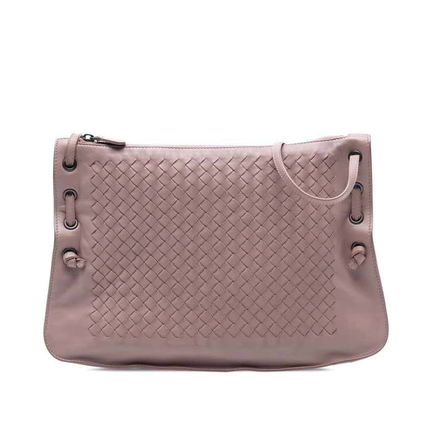 Bottega Veneta Nappa Intrecciato Nodini Crossbody Pink Leather Very good condition - Front View