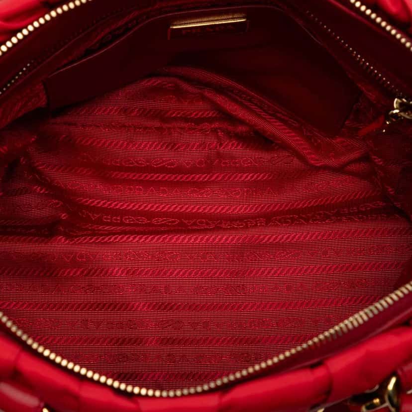 Prada Tessuto Gaufre Satchel Red Good condition - Model View