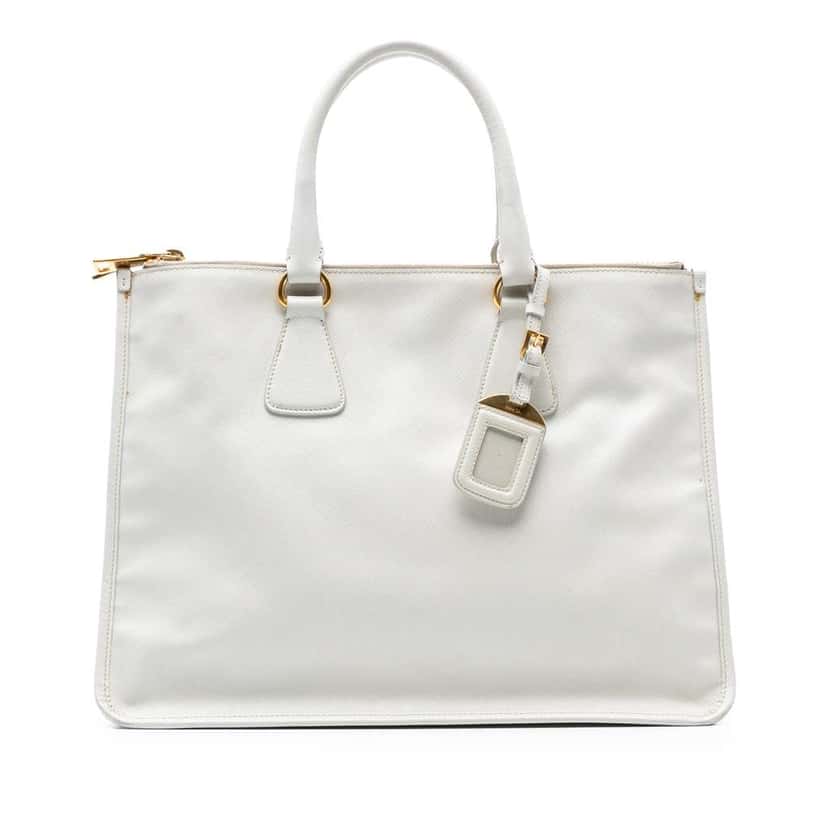 Prada Saffiano Lux Double Zip Tote White Leather Very good condition - Front View