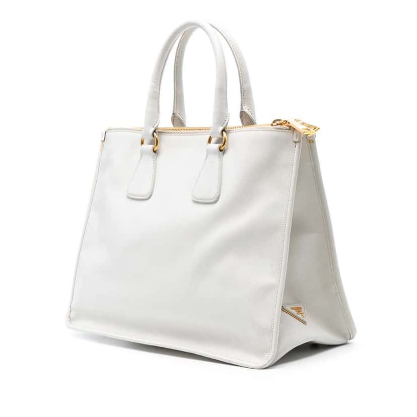 Prada Saffiano Lux Double Zip Tote White Leather Very good condition - Back View
