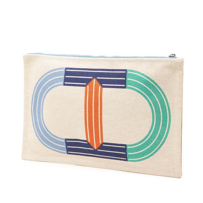 Hermès Large H Canvas Maillon Marin case Brown Canvas Good condition - Back View