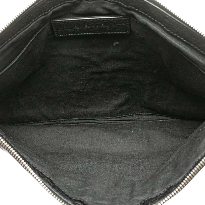 Balenciaga Lambskin Motocross Classic Clip L Clutch Black Leather Good condition - Model View