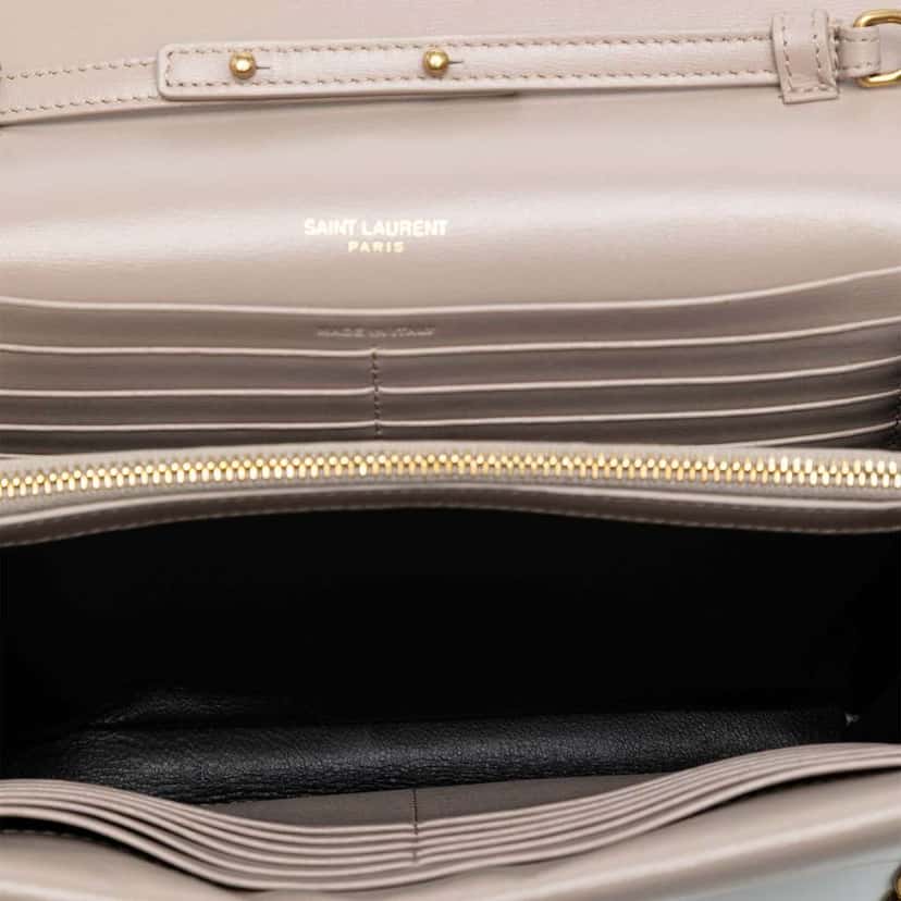 Saint Laurent Leather Monogram Sulpice Wallet on Chain Brown Leather Good condition - Box View