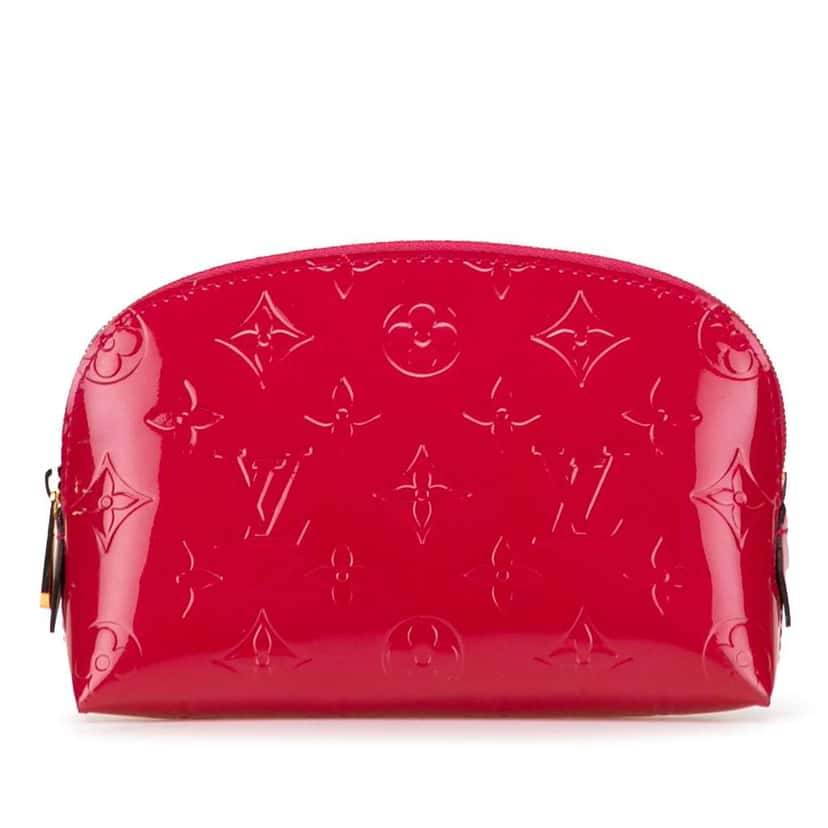 Louis Vuitton Monogram Vernis Cosmetic Pouch Red Leather Good condition - Front View