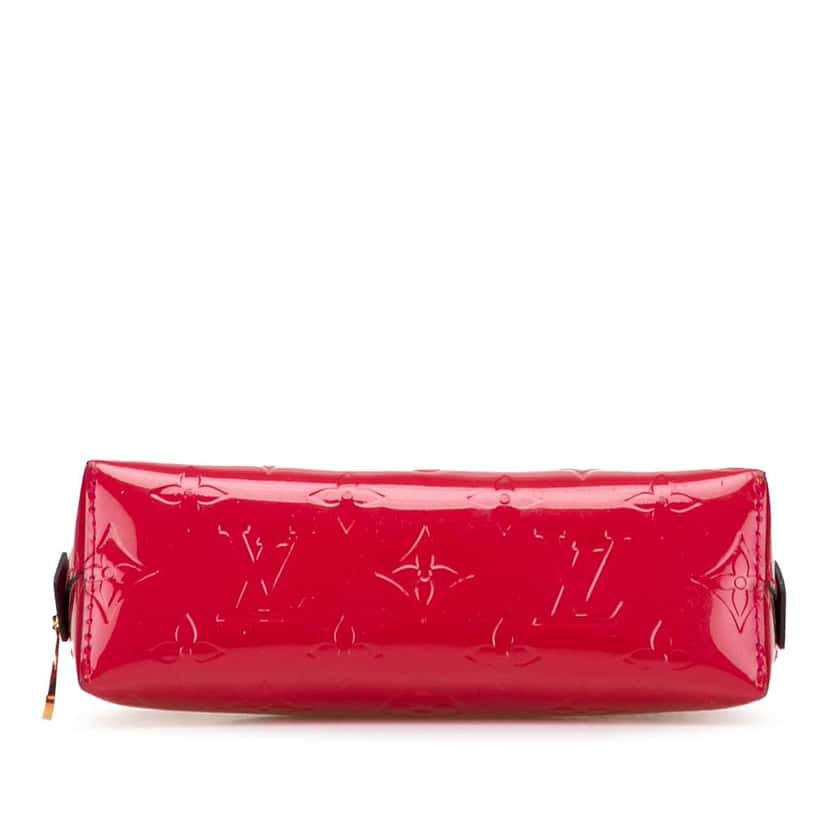 Louis Vuitton Monogram Vernis Cosmetic Pouch Red Leather Good condition - Inside View