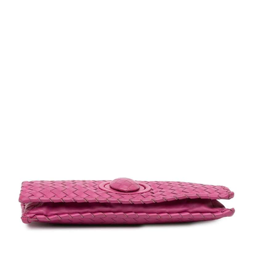 Bottega Veneta Nappa Intrecciato Turn Lock Clutch Pink Leather Good condition - Inside View