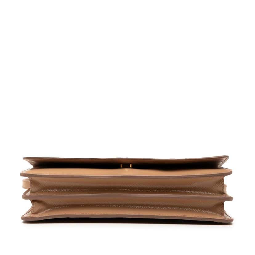 Prada Saffiano Vernice Wallet On Strap Brown Leather Good condition - Inside View