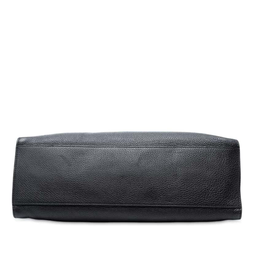 Gucci Medium Calfskin Bamboo Daily Shopper Satchel Black Leather Good condition - Inside View