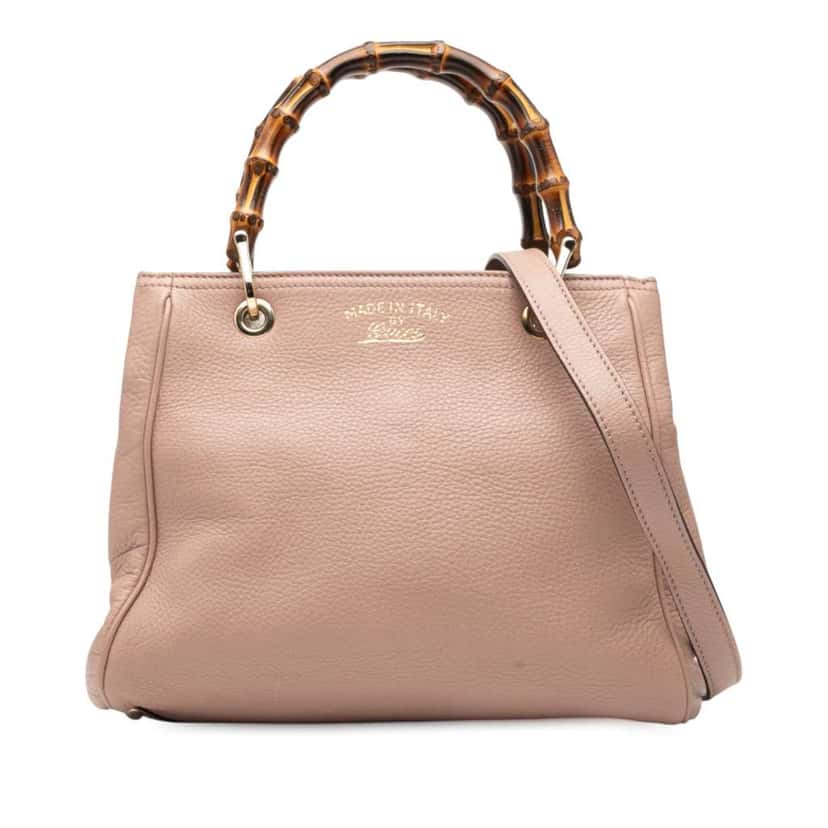 Gucci Small Calfskin Bamboo Shopper Satchel Pink Leather Good condition - Front View