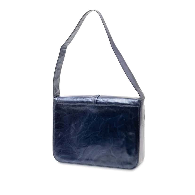 Loewe Leather Flap Shoulder Bag Blue Leather Good condition - Back View